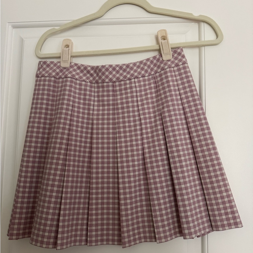 Aritzia-Sunday Best Plaid Pleated Skirt - Pink